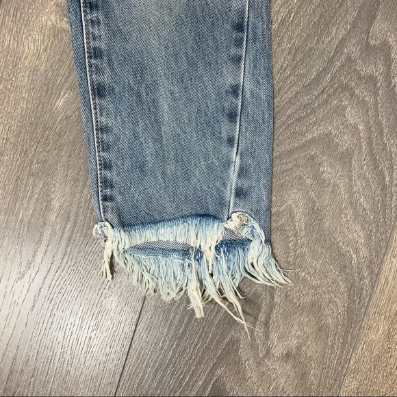 One Teaspoon Blue Blossom Freebirds Skinny Jeans Distressed Frayed Hem Cotton - Picture 9 of 15